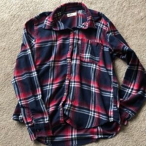 Hollister red & blue flannel junior L soft